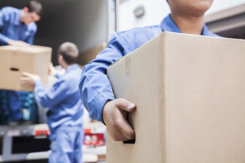 Moving van with packing boxes for a Saint Pancras removal quote